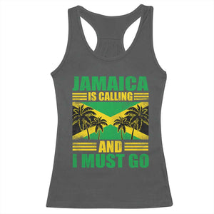 Funny Jamaica Is Calling And I Must Go Racerback Tank Top Jamaican Flag Travel TS11 Dark Heather Print Your Wear