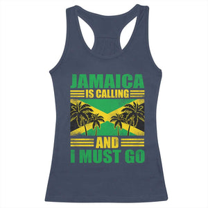 Funny Jamaica Is Calling And I Must Go Racerback Tank Top Jamaican Flag Travel TS11 Navy Print Your Wear