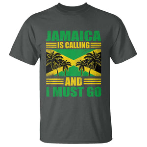 Funny Jamaica Is Calling And I Must Go T Shirt Jamaican Flag Travel TS11 Dark Heather Print Your Wear