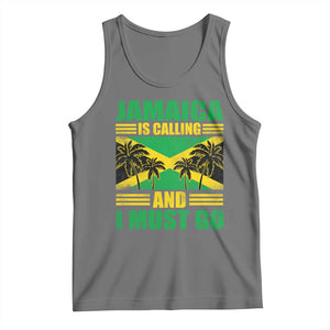 Funny Jamaica Is Calling And I Must Go Tank Top Jamaican Flag Travel TS11 Black Heather Print Your Wear