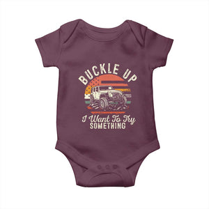 Funny Buckle Up I Want To Try Something Baby Onesie Offroad Car American Flag TS11 Maroon Print Your Wear