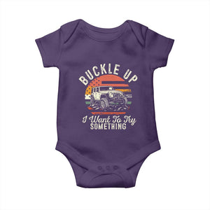 Funny Buckle Up I Want To Try Something Baby Onesie Offroad Car American Flag TS11 Purple Print Your Wear