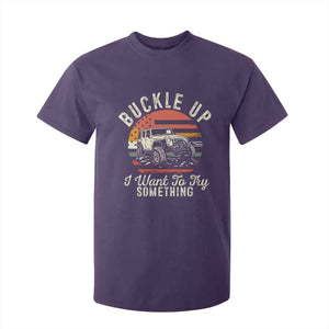 Funny Buckle Up I Want To Try Something T Shirt For Kid Offroad Car American Flag TS11 Purple Print Your Wear