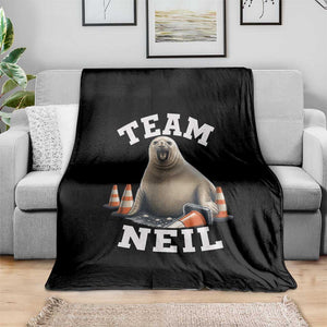 Team Neil The Seal Throw Blanket Funny Tasmania Elephant Seal with Traffic Cone TS11 Print Your Wear