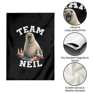Team Neil The Seal Garden Flag Funny Tasmania Elephant Seal with Traffic Cone TS11 Print Your Wear
