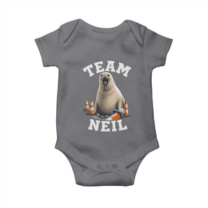 Team Neil The Seal Baby Onesie Funny Tasmania Elephant Seal with Traffic Cone TS11 Charcoal Print Your Wear