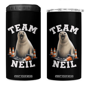 Team Neil The Seal 4 in 1 Can Cooler Tumbler Funny Tasmania Elephant Seal with Traffic Cone TS11 One Size: 16 oz Black Print Your Wear