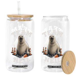 Team Neil The Seal Glass Can Funny Tasmania Elephant Seal with Traffic Cone TS11 Print Your Wear