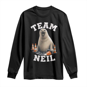 Team Neil The Seal Long Sleeve Shirt Funny Tasmania Elephant Seal with Traffic Cone TS11 Black Print Your Wear