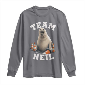 Team Neil The Seal Long Sleeve Shirt Funny Tasmania Elephant Seal with Traffic Cone TS11 Charcoal Print Your Wear