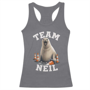 Team Neil The Seal Racerback Tank Top Funny Tasmania Elephant Seal with Traffic Cone TS11 Charcoal Print Your Wear