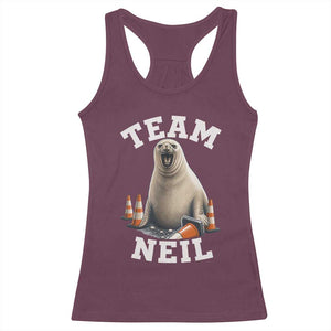 Team Neil The Seal Racerback Tank Top Funny Tasmania Elephant Seal with Traffic Cone TS11 Maroon Print Your Wear