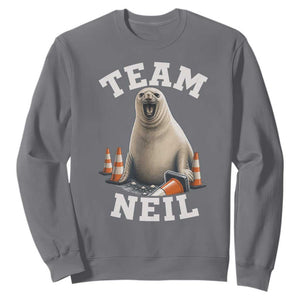 Team Neil The Seal Sweatshirt Funny Tasmania Elephant Seal with Traffic Cone TS11 Charcoal Print Your Wear