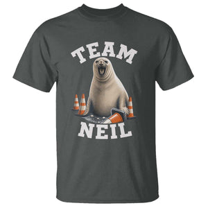 Team Neil The Seal T Shirt Funny Tasmania Elephant Seal with Traffic Cone TS11 Dark Heather Print Your Wear