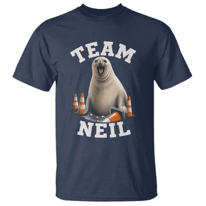 Team Neil The Seal T Shirt Funny Tasmania Elephant Seal with Traffic Cone TS11 Navy Print Your Wear