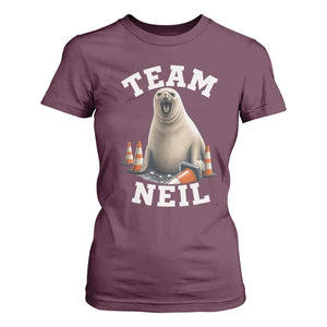 Team Neil The Seal T Shirt For Women Funny Tasmania Elephant Seal with Traffic Cone TS11 Maroon Print Your Wear