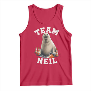 Team Neil The Seal Tank Top Funny Tasmania Elephant Seal with Traffic Cone TS11 Red Print Your Wear