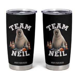 Team Neil The Seal Tumbler Cup Funny Tasmania Elephant Seal with Traffic Cone TS11 Black Print Your Wear