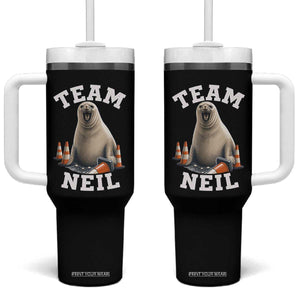 Team Neil The Seal Tumbler With Handle Funny Tasmania Elephant Seal with Traffic Cone TS11 One Size: 40 oz Black Print Your Wear
