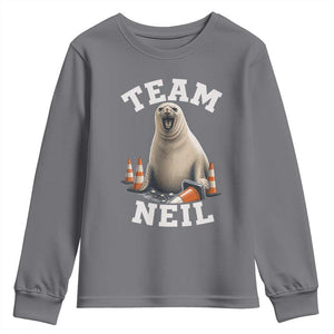 Team Neil The Seal Youth Sweatshirt Funny Tasmania Elephant Seal with Traffic Cone TS11 Charcoal Print Your Wear