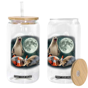 Funny Neil The Seal Howling at Moon 90s Retro Glass Can TS11 Print Your Wear