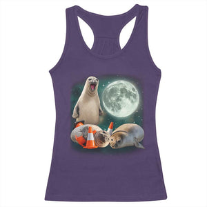 Funny Neil The Seal Howling at Moon 90s Retro Racerback Tank Top TS11 Purple Print Your Wear