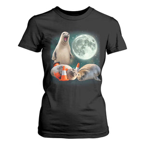 Funny Neil The Seal Howling at Moon 90s Retro T Shirt For Women TS11 Black Print Your Wear