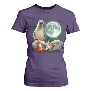 Funny Neil The Seal Howling at Moon 90s Retro T Shirt For Women TS11 Purple Print Your Wear