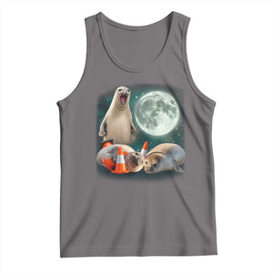 Funny Neil The Seal Howling at Moon 90s Retro Tank Top TS11 Deep Heather Print Your Wear