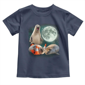 Funny Neil The Seal Howling at Moon 90s Retro Toddler T Shirt TS11 Navy Print Your Wear