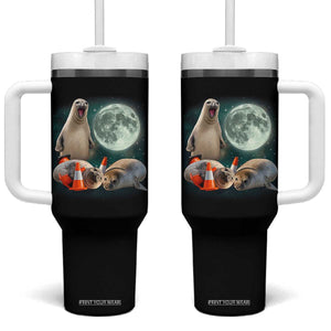 Funny Neil The Seal Howling at Moon 90s Retro Tumbler With Handle TS11 One Size: 40 oz Black Print Your Wear