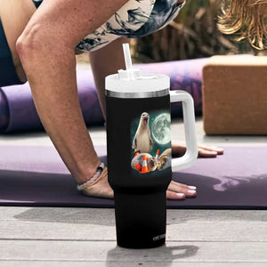Funny Neil The Seal Howling at Moon 90s Retro Tumbler With Handle TS11 Print Your Wear