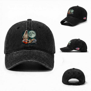 Funny Neil The Seal Howling at Moon 90s Retro Washed Cotton Baseball Cap TS11 Washed Cap Universal Fit Black Print Your Wear