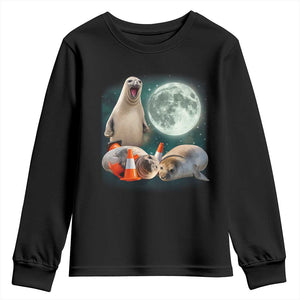 Funny Neil The Seal Howling at Moon 90s Retro Youth Sweatshirt TS11 Black Print Your Wear