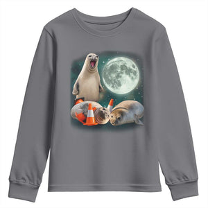 Funny Neil The Seal Howling at Moon 90s Retro Youth Sweatshirt TS11 Charcoal Print Your Wear
