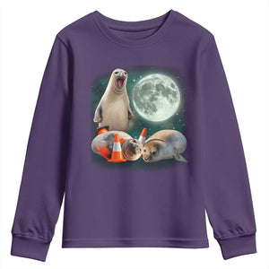 Funny Neil The Seal Howling at Moon 90s Retro Youth Sweatshirt TS11 Purple Print Your Wear