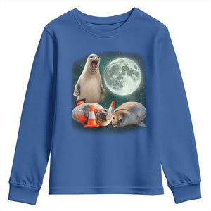 Funny Neil The Seal Howling at Moon 90s Retro Youth Sweatshirt TS11 Royal Blue Print Your Wear