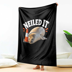 Neil The Seal Nailed It Throw Blanket Funny Tasmania Elephant Seal Traffic Cone Meme Art TS11 Print Your Wear