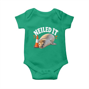 Neil The Seal Nailed It Baby Onesie Funny Tasmania Elephant Seal Traffic Cone Meme Art TS11 Irish Green Print Your Wear