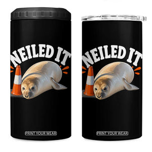 Neil The Seal Nailed It 4 in 1 Can Cooler Tumbler Funny Tasmania Elephant Seal Traffic Cone Meme Art TS11 One Size: 16 oz Black Print Your Wear