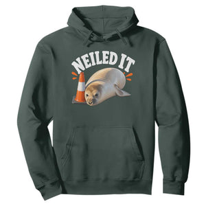 Neil The Seal Nailed It Hoodie Funny Tasmania Elephant Seal Traffic Cone Meme Art TS11 Dark Forest Green Print Your Wear