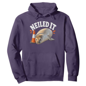 Neil The Seal Nailed It Hoodie Funny Tasmania Elephant Seal Traffic Cone Meme Art TS11 Purple Print Your Wear