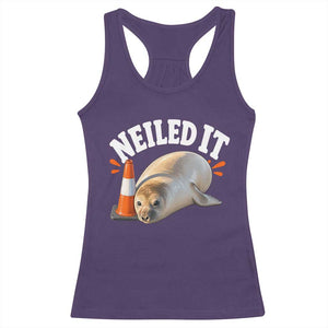 Neil The Seal Nailed It Racerback Tank Top Funny Tasmania Elephant Seal Traffic Cone Meme Art TS11 Purple Print Your Wear