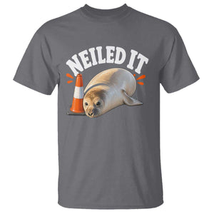 Neil The Seal Nailed It T Shirt Funny Tasmania Elephant Seal Traffic Cone Meme Art TS11 Charcoal Print Your Wear