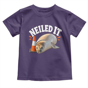 Neil The Seal Nailed It Toddler T Shirt Funny Tasmania Elephant Seal Traffic Cone Meme Art TS11 Purple Print Your Wear
