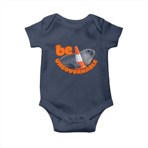 Neil The Seal Be Ungovernable Baby Onesie Funny Tasmania Elephant Seal Road TS11 Navy Print Your Wear