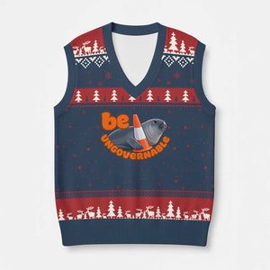 Neil The Seal Be Ungovernable V-Neck Knit Sweater Vest Funny Tasmania Elephant Seal Road TS11 Navy Red Print Your Wear