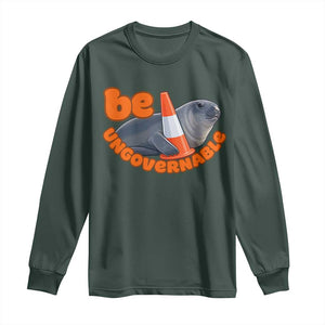 Neil The Seal Be Ungovernable Long Sleeve Shirt Funny Tasmania Elephant Seal Road TS11 Dark Forest Green Print Your Wear
