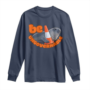 Neil The Seal Be Ungovernable Long Sleeve Shirt Funny Tasmania Elephant Seal Road TS11 Navy Print Your Wear