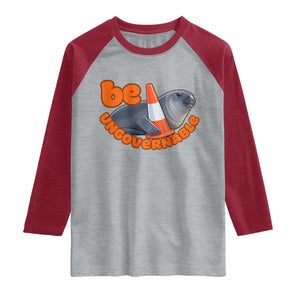 Neil The Seal Be Ungovernable Raglan Shirt Funny Tasmania Elephant Seal Road TS11 Heather Gray Heather Red Print Your Wear